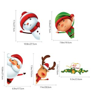 Juldekorationer Greymong Snowflake Window Clanges 6 ark klistermärken för glas Xmas dekorationsdekaler med jultomten Merry Party Amueb