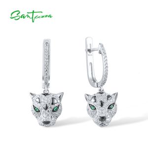 Dangle Chandelier Santuzza Pure 925 Mulheres Pingente de Prata Brincos Puro Prata Espumante Verde Spinel Branco CZ Animal Fine Fashion Jewelry 230403