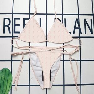 Bikini Set Donna Lettera Stampata Body Tessili per la casa Bikini con fascia di lusso Set da donna Sexy perizoma rosa Costumi da bagno per feste in piscina per ragazze