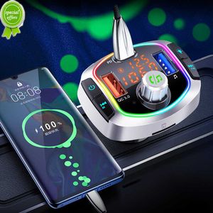 New Car Charger Dual Screen Display Pd/qc3.0 Dual Port Fast Charging Car Bluetooth Adapter Mp3 Player Colorful Atmosphere Light