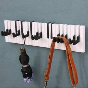 Hooks Rails Piano keyboard hook wooden simple creative display rack bedroom punching machine no Nordic wall hanging practical 230404