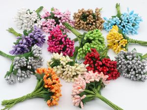 Kwiaty dekoracyjne 12PCS Wedding Birthday Party Dekoracja ręczna sztuczna pręcika cukier DIY Wreńki Fakie