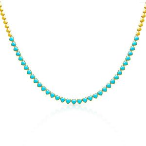 Halskettenohrringe Set angekommen Valentinstag Geliebte Geschenk Herzförmig blau türkisstein Stein Tenniskette Armband Gold plattiert Schmuck plattiert