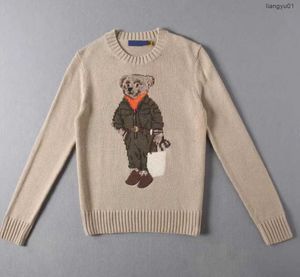 RLデザイナーの男性がニットセーターラルフスポロスベア刺繍ローレンズプルオーバークルーネット編み長いカジュアルプリントメンズアジアサイズ