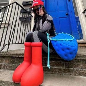 Astro Boy Red Boots Обувь для женщин Мужская однотонная обувь с круглым носком на плоской подошве из EVA Rubber Rain с высоким берцем, мультяшные пинетки Eva 2023, дизайнерские ботинки больших размеров, кроссовки