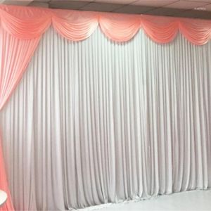 Party Decoration White Wedding Backdrop With Pink Swags And Drapes Curtain Wholesale Stage