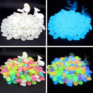 50 PC/Pack Lysande sten fluorescerande akvarium Pebbles Fish Tank Garden Decoration Lysande stenfri frakt