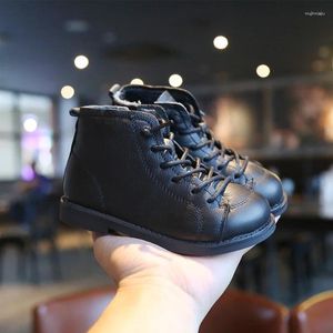 Сапоги, детская кожаная детская обувь, зимняя обувь для мальчиков, короткая нескользящая платформа на молнии для мальчиков