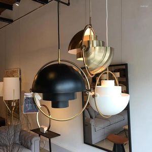 Pendant Lamps Minimal Dining Room Lamp Simple Bedroom Bar Bedside Creative Luxury Metal Deformable Rotary Chandelier