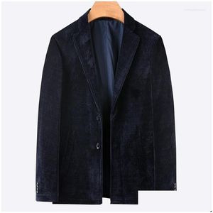 Men'S Suits Blazers Mens Corduroy Blazer For Spring 2022 Business Casual Jacket Plain Black Xl 6Xl 7Xl Drop Delivery Apparel Clothi Dhfp2