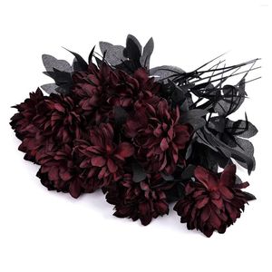 Flores decorativas 10 Pacote de seda artificial Dahlia Bouquet Fake Flower Floral Arranjos Floral Bridal for Table