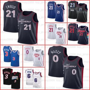 Tyrese 0 Maxey Joel 21 Embiid Basketball Jerseys Philadelphias 76er Allen 3 Iverson Julius 6 Erving Champagne Stitched Jersey