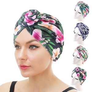 Neue Frauen Blume Muslim Turban Bonnet Twist Knot Indian Hat Damen Chemo Cancer Cap Bandanas Kopftuch innere Hijabs für Mütze