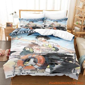 Sängkläder sätter personal 2023 Seaside Stranger Set Cartoon Anime Three-Piece Adult Kid Bedroom duvetcover 3d Kawaii