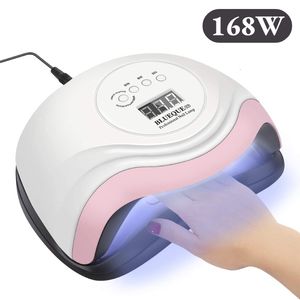 Nagelorter 168W UV LED -lampa för naglar Portable Gel Polish Drying Lamp med 4 växel Timer Professional Nail Dryer Manicure Equipment Tools 230403