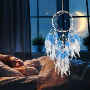 Decorative Figurines Objects & Handmade Dream Catcher Chimes Home Hanging Craft LED Gift Dreamcatcher Ornament Car Bedroom Wind Decoration A