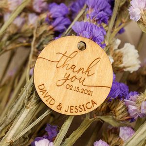 Party Favor Dankeschön-Etikett aus Holz, Hochzeitskollektion, personalisiertes Geschenkset mit 50 Stück 230404