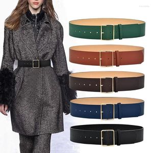 Belts Fashion 5cm Wide Black Red Leather Female Ladies Hight Waist Waistband Corset For Women Dress Coat Green