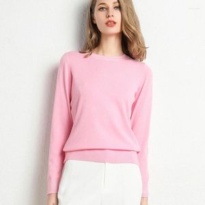 Suéteres femininos super macio cashmere mistura de algodão camisola de malha mulheres jumper 2023 outono clássico cor sólida o-pescoço pulôver pull femme