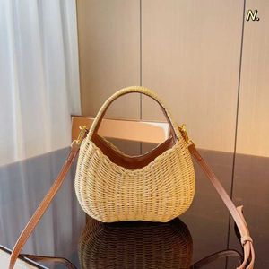 Brand Designer Summer Grass Woven Bag Grass Handwoven Tote Bamboo Woven Handbag Bag Luxury Fashion Bag Size 15 * 12cm