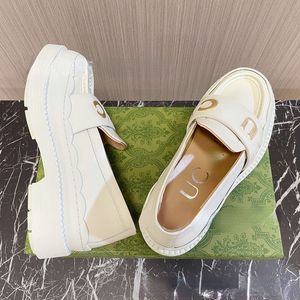 Brand Leather Shoes 5cm Thick Soles Casual Letter Comfort Loafers 5cm Slim and Versatile Round Toe Women's Shoes Autumn