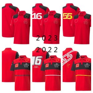 F1 Formel One Team Dress 2023 Ny säsong Röd racingklänning Bil Lapel T-shirt Kort ärm Anpassning för män och kvinnor