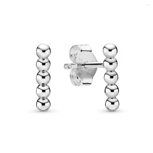 Studörhängen Autentisk 925 Sterling Silver Row of Peads Fashion for Women Gift DIY Jewelry