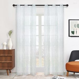 Vorhang Muwago Prints White Semi Sheer Curtains Window Panels For Living Room Modern Treatments 1pack