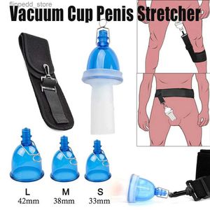 Andra massageföremål Male Penis Extension Vacuum Cup Set Glans Extender Silikonhylsa bårpump Förstoring Vuxen bärbar produkt för män Q231104