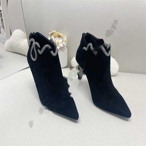 Snake twining high heels boots Ankle boot Pumps Gold rhinestone shiny Silver soles diamond Designer pointed toes stiletto shoes