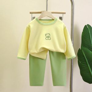 Conjuntos de roupas bonito macio conforto crianças roupas de casa de duas peças calças primavera/outono crianças manga longa camisola meninas roupa interior