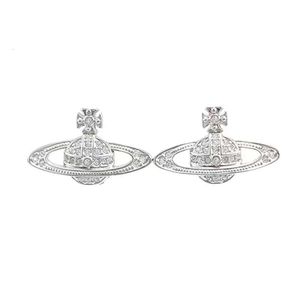 Designer Vivienen Westwoods Earring Jewelry Studs med en nischdesign French Haute Couture Temperament Inset Style Earring Full Diamond Saturn15569