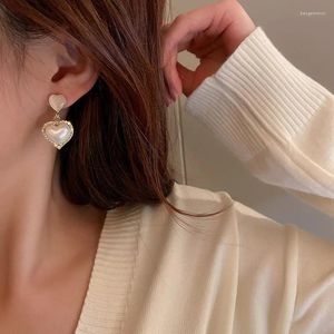 Orecchini pendenti U-Magical Luxury Strass Love Heart Opali Orecchino per le donne Gioielli vintage francesi con perle imitazione