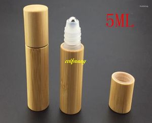 Vorratsflaschen 20pcs/lot 5ml Bamboo Roll On Flaschenverpackung Shell Steel Roller Ball