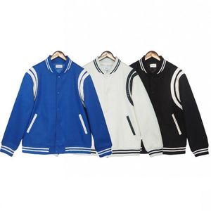 Herrjackor Fashion Designer Jacket Windbreaker Lång ärm Mens Woolen Hoodie Klädknappar med stripe baseball uniform plus DHKM9