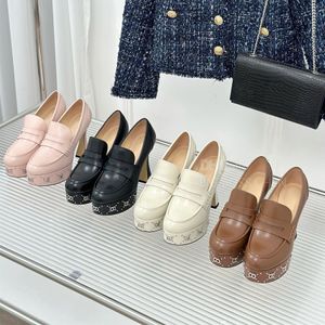 최고 품질의 가죽 원형 발자 편지 플랫폼 샌들 Mary Jane Pumps Heels High-Heels 신발 슬립 온 고급 디자이너 드레스 신발 웨딩 파티 신발 11cm 상자