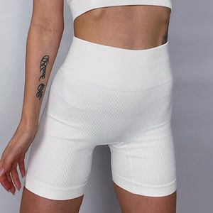 Yoga roupas shorts esportivos com nervuras de ginástica feminina de ginástica yoga listras curtas listras de shorts de fitness de controle feminino