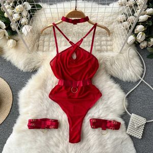 Nxy kvinnor sexiga bodysuits rem ren tunna bodycon jumpsuits mode ihåliga ut cosplay spets palysuits 230328