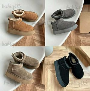 Stövlar 2023 Ny ankomst Winter Ultra Mini Platform Designer Ankel Snow Fur Boot Brown Australia Warm Booties For Woman Real Leather EU35-43 T231104