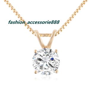 Minimalistic Fine Jewelry 14k Yellow Gold GRA Certified 8mm 2ct Solitaire D VVS Moissanite Diamond Pendant Box Chain Necklace