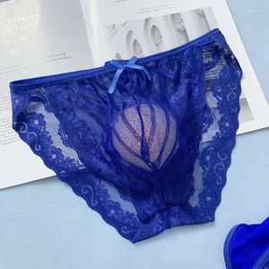 Underpants Fun Sexy Attractive Traceless Mens Briefs Transparent U Convex Pouch Personality Lace Flower Men Underwear Sissy Panties For