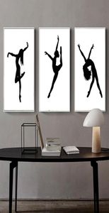 Nordic Dance Wall Art Ballet taniec dziewczyna malarstwo czarny biały minimalistyczny baletowy plakat taneczny zestaw 31959463