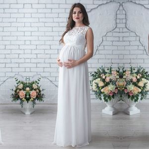 Umstandskleider Schwangere Frauen Spitze Chiffon Brautkleid Schwangerschaft Rundhalsausschnitt Ärmellose Kleider Umstandsmode Po Shoot Pography Prop Kleidung 230417