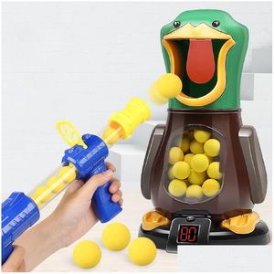 Jogos de Novidade Jogos de Novidade Hungry Shooting Duck Toys 98K Pistola Air Powered Gun Soft Ball Pontuação Batalha com Luz Pode Andar Crianças Dro Dhlzl