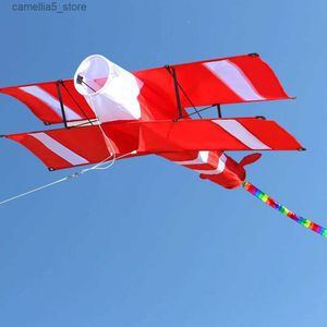 Kite Accessories New High Quality 3D Single Line Red Plane Kite Sports Beach With Handle and String Easy to Fly Factory Outlet Q231104