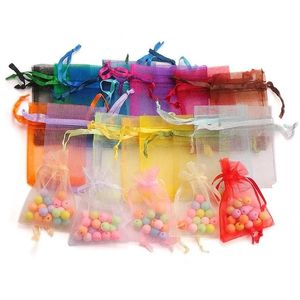 Packing Bags 100Pcs/Lot Jewelry Dstring Organza Bag Reuseable Pouches Wedding Favor Gift Bags For Christmas Baby Shower Package Drop D Dh9T5