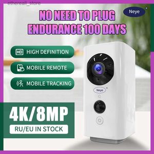 Baby Monitors Neye 8MP 4K Wireless WiFi Surveillance Camera inomhus Hem Baby/Nanny/Pet Monitor med Battery Recheble Range Camera Q231104