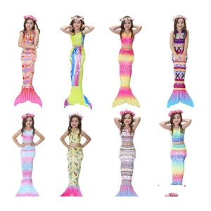 Arts And Crafts Girls Swimming Mermaid Tail Children Swimsuit For Twopiece Dress Swimwear Sport Suit Child Bikini Bathing Suit271O D Dhjip