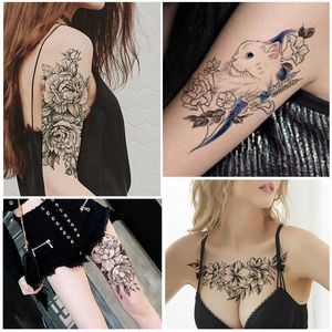 5 PC Temporary Tattoos Waterproof Temporary Tattoo Sticker Rose Print Butterfly Body Art Arm Fake Sleeve Tattoo Lady Z0403