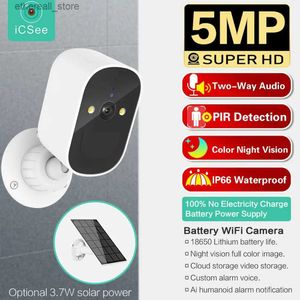 Baby Monitor Telecamera WIFI 5MP HD Telecamera di sicurezza esterna solare iCsee Wireless Batteria integrata Sorveglianza domestica Telecamera bullet Baby Monitor Q231104